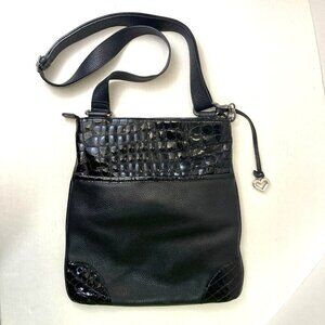 Brighton Peyton Pebbled Leather Crossbody Bag / Purse E077736 Black 12.5"x12"